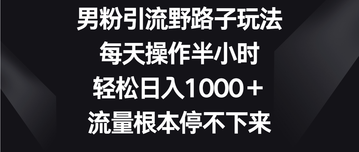 男粉引流野路子玩法，每天操作半小时轻松日入1000＋，流量根本停不下来网赚库-项目库-轻创网-中创网-福缘网-冒泡网-资源之家-魔方项目库网赚库