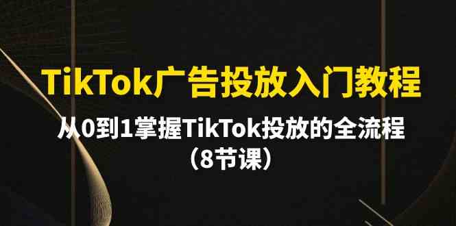 TikTok广告投放入门教程，从0到1掌握TikTok投放的全流程（8节课）网赚库-项目库-轻创网-中创网-福缘网-冒泡网-资源之家-魔方项目库网赚库