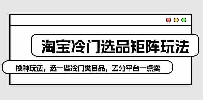（10159期）淘宝冷门选品矩阵玩法：换种玩法，选一些冷门类目品，去分平台一点羹网赚库-项目库-轻创网-中创网-福缘网-冒泡网-资源之家-魔方项目库网赚库