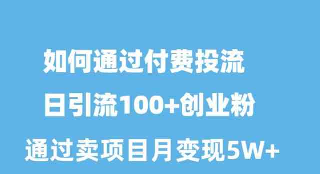 （10189期）如何通过付费投流日引流100+创业粉月变现5W+网赚库-项目库-轻创网-中创网-福缘网-冒泡网-资源之家-魔方项目库网赚库