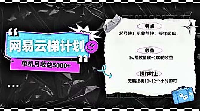 （10389期）2024网易云云梯计划 单机日300+ 无脑月入5000+网赚库-项目库-轻创网-中创网-福缘网-冒泡网-资源之家-魔方项目库网赚库