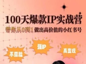 小红书100天爆款IP实战营，带你从0到1做出高价值的小红书号网赚库-项目库-轻创网-中创网-福缘网-冒泡网-资源之家-魔方项目库网赚库