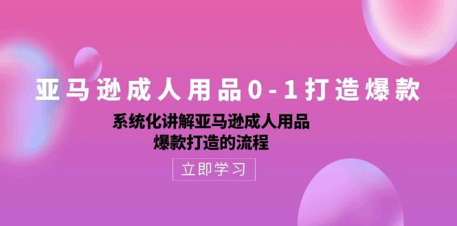 亚马逊成人用品0-1打造爆款：系统化讲解亚马逊成人用品爆款打造的流程网赚库-项目库-轻创网-中创网-福缘网-冒泡网-资源之家-魔方项目库网赚库