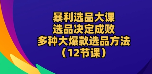 暴利选品大课：选品决定成败，教你多种大爆款选品方法(12节课)网赚库-项目库-轻创网-中创网-福缘网-冒泡网-资源之家-魔方项目库网赚库