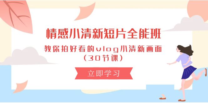 （10567期）情感 小清新短片-全能班，教你拍好看的vlog小清新画面 (30节课)网赚库-项目库-轻创网-中创网-福缘网-冒泡网-资源之家-魔方项目库网赚库