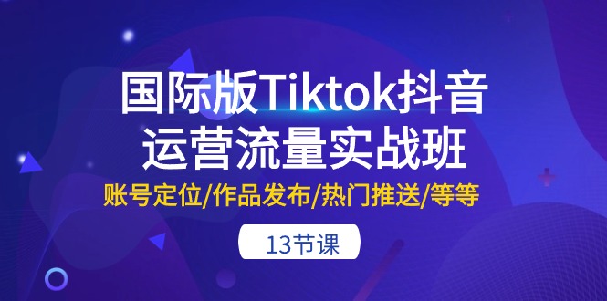 （10712期）国际版Tiktok抖音运营流量实战班：账号定位/作品发布/热门推送/等等-13节网赚库-项目库-轻创网-中创网-福缘网-冒泡网-资源之家-魔方项目库网赚库