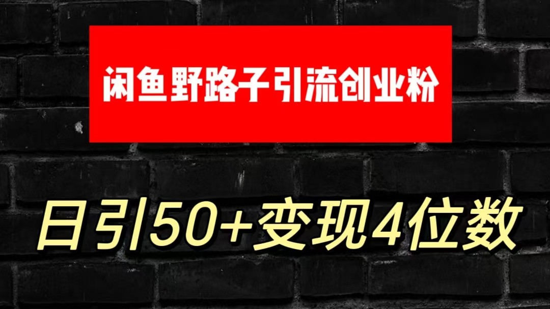大眼闲鱼野路子引流创业粉，日引50+单日变现四位数网赚库-项目库-轻创网-中创网-福缘网-冒泡网-资源之家-魔方项目库网赚库