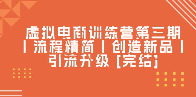 （10960期）虚拟电商训练营第三期丨流程精简丨创造新品丨引流升级 [完结]网赚库-项目库-轻创网-中创网-福缘网-冒泡网-资源之家-魔方项目库网赚库