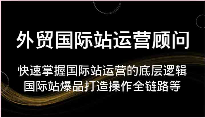 外贸国际站运营顾问-快速掌握国际站运营的底层逻辑，国际站爆品打造操作全链路等网赚库-项目库-轻创网-中创网-福缘网-冒泡网-资源之家-魔方项目库网赚库