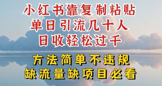小红书靠复制粘贴单日引流几十人目收轻松过千，方法简单不违规【揭秘】网赚库-项目库-轻创网-中创网-福缘网-冒泡网-资源之家-魔方项目库网赚库