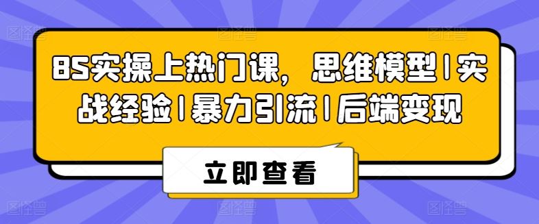 8S实操上热门课，思维模型|实战经验|暴力引流|后端变现网赚库-项目库-轻创网-中创网-福缘网-冒泡网-资源之家-魔方项目库网赚库