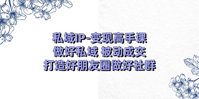 （11209期）私域IP-变现高手课：做好私域 被动成交，打造好朋友圈做好社群（18节）网赚库-项目库-轻创网-中创网-福缘网-冒泡网-资源之家-魔方项目库网赚库
