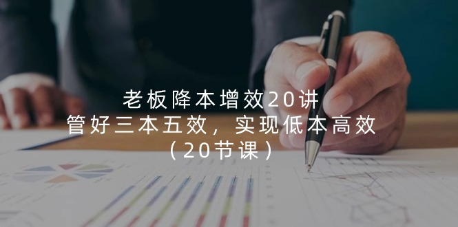 老板降本增效20讲，管好三本五效，实现低本高效（20节课）网赚库-项目库-轻创网-中创网-福缘网-冒泡网-资源之家-魔方项目库网赚库