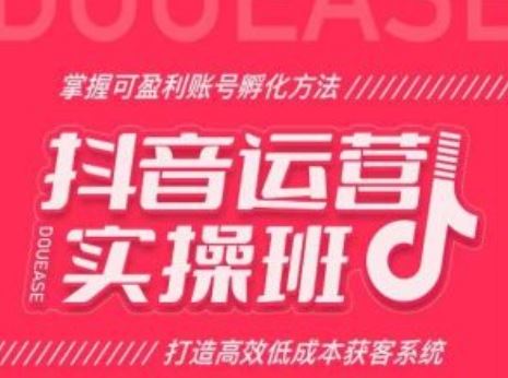 抖音运营实操班，掌握可盈利账号孵化方法，打造高效低成本获客系统网赚库-项目库-轻创网-中创网-福缘网-冒泡网-资源之家-魔方项目库网赚库