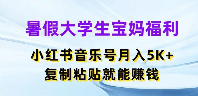 暑假大学生宝妈福利，小红书音乐号月入5000+，复制粘贴就能赚钱【揭秘】网赚库-项目库-轻创网-中创网-福缘网-冒泡网-资源之家-魔方项目库网赚库