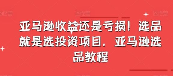 亚马逊收益还是亏损！选品就是选投资项目，亚马逊选品教程网赚库-项目库-轻创网-中创网-福缘网-冒泡网-资源之家-魔方项目库网赚库