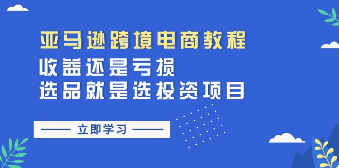 （11432期）亚马逊跨境电商教程：收益还是亏损！选品就是选投资项目网赚库-项目库-轻创网-中创网-福缘网-冒泡网-资源之家-魔方项目库网赚库