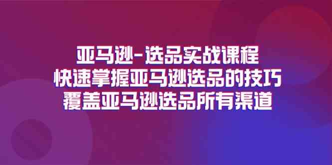 亚马逊选品实战课程，快速掌握亚马逊选品的技巧，覆盖亚马逊选品所有渠道网赚库-项目库-轻创网-中创网-福缘网-冒泡网-资源之家-魔方项目库网赚库