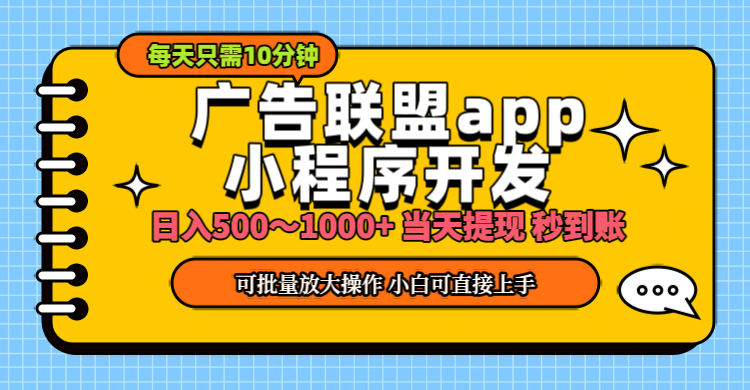 （11645期）小程序开发 广告赚钱 日入500~1000+ 小白轻松上手！网赚库-项目库-轻创网-中创网-福缘网-冒泡网-资源之家-魔方项目库网赚库