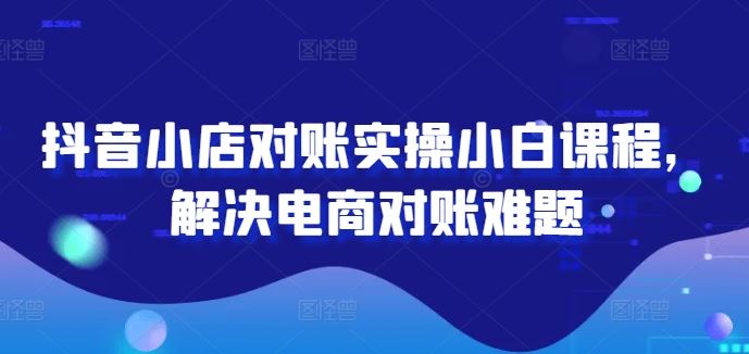 抖音小店对账实操小白课程，解决电商对账难题网赚库-项目库-轻创网-中创网-福缘网-冒泡网-资源之家-魔方项目库网赚库