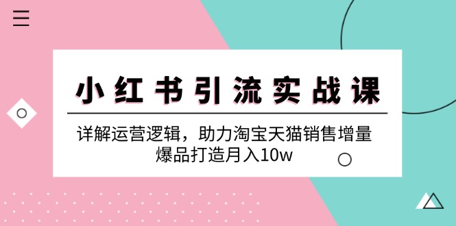 （12809期）小红书引流实战课：详解运营逻辑，助力淘宝天猫销售增量，爆品打造月入10w网赚库-项目库-轻创网-中创网-福缘网-冒泡网-资源之家-魔方项目库网赚库