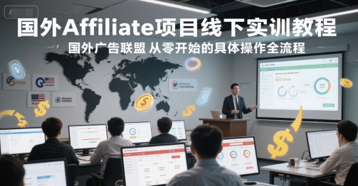 国外Affiliate项目线下实训教程，国外广告联盟从零开始的具体操作全流程网赚库-项目库-轻创网-中创网-福缘网-冒泡网-资源之家-魔方项目库网赚库