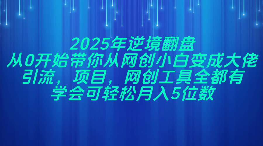 2025年逆境翻盘，从0开始带你从网创小白变成大佬，引流，项目，网创工…网赚库-项目库-轻创网-中创网-福缘网-冒泡网-资源之家-魔方项目库网赚库