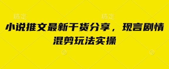 小说推文最新干货分享，现言剧情混剪玩法实操网赚库-项目库-轻创网-中创网-福缘网-冒泡网-资源之家-魔方项目库网赚库