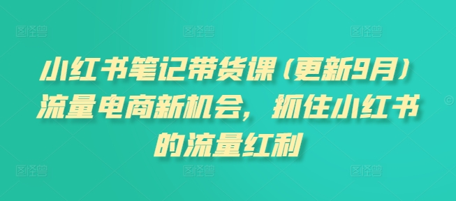 小红书笔记带货课(更新25年1月)流量电商新机会，抓住小红书的流量红利网赚库-项目库-轻创网-中创网-福缘网-冒泡网-资源之家-魔方项目库网赚库