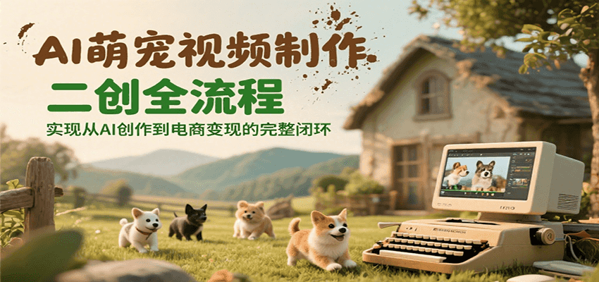AI萌宠视频制作二创全流程，实现从AI创作到电商变现的完整闭环网赚库-项目库-轻创网-中创网-福缘网-冒泡网-资源之家-魔方项目库网赚库
