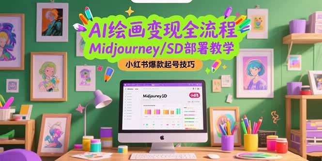 AI绘画变现全流程，Midjourney/SD部署教学，小红书爆款起号技巧网赚库-项目库-轻创网-中创网-福缘网-冒泡网-资源之家-魔方项目库网赚库