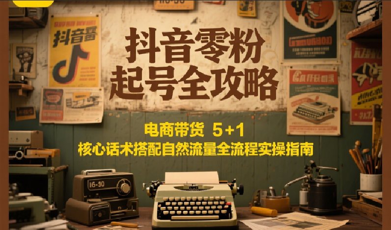 抖音零粉起号全攻略：电商带货 5+1 核心话术搭配自然流量全流程实操指南网赚库-项目库-轻创网-中创网-福缘网-冒泡网-资源之家-魔方项目库网赚库
