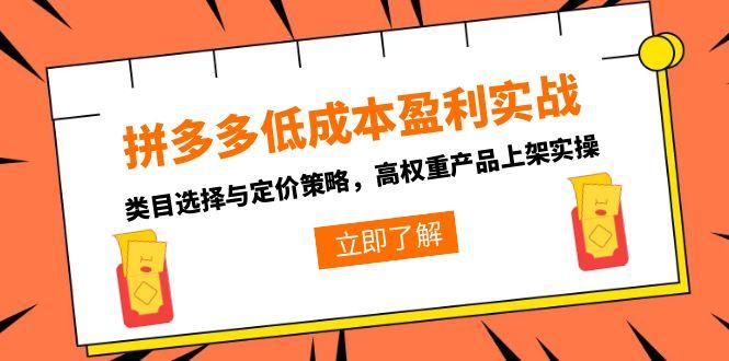 拼多多低成本盈利实战，类目选择与定价策略，高权重产品上架实操网赚库-项目库-轻创网-中创网-福缘网-冒泡网-资源之家-魔方项目库网赚库
