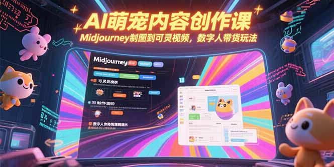 AI萌宠内容创作课，Midjourney制图到可灵视频，数字人带货玩法网赚库-项目库-轻创网-中创网-福缘网-冒泡网-资源之家-魔方项目库网赚库