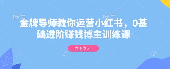 金牌导师教你运营小红书，0基础进阶赚钱博主训练课网赚库-项目库-轻创网-中创网-福缘网-冒泡网-资源之家-魔方项目库网赚库