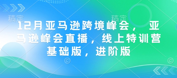 12月亚马逊跨境峰会， 亚马逊峰会直播，线上特训营基础版，进阶版网赚库-项目库-轻创网-中创网-福缘网-冒泡网-资源之家-魔方项目库网赚库