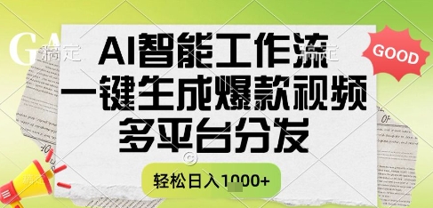 AI智能工作流，一键生成书单号爆款视频，多平台分发，每日收益多张【揭秘】网赚库-项目库-轻创网-中创网-福缘网-冒泡网-资源之家-魔方项目库网赚库