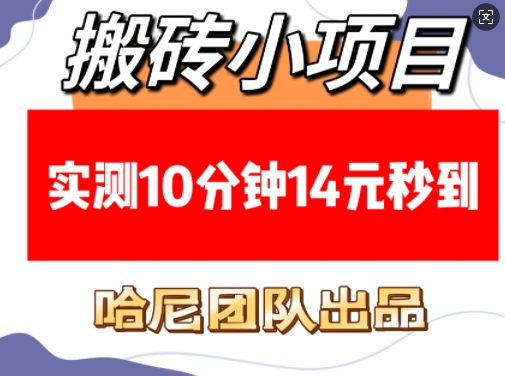 搬砖小项目，实测10分钟14元秒到，每天稳定几张(赠送必看稳定)网赚库-项目库-轻创网-中创网-福缘网-冒泡网-资源之家-魔方项目库网赚库