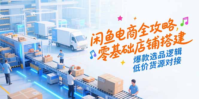 闲鱼电商全攻略，零基础店铺搭建，爆款选品逻辑，低价货源对接网赚库-项目库-轻创网-中创网-福缘网-冒泡网-资源之家-魔方项目库网赚库