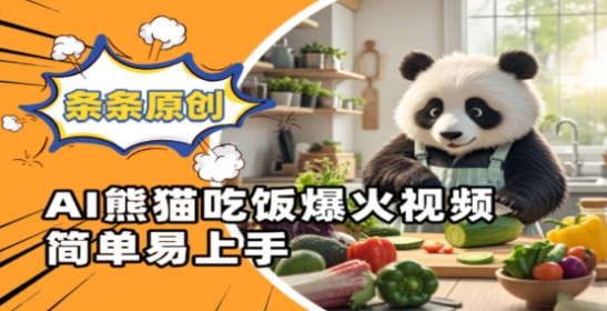 Ai熊猫吃饭爆火视频，条条原创，简单易上手网赚库-项目库-轻创网-中创网-福缘网-冒泡网-资源之家-魔方项目库网赚库