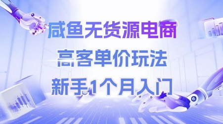 咸鱼无货源电商，高客单价玩法，新手1个月入门网赚库-项目库-轻创网-中创网-福缘网-冒泡网-资源之家-魔方项目库网赚库